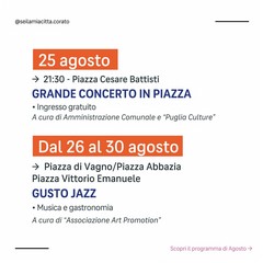 Estate a Corato 2026: il programma completo di "Sei la mia città"