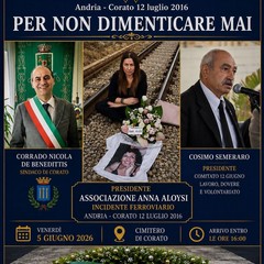 A Corato un monumento in ricordo delle vittime del disastro ferroviario del 12 luglio 2016