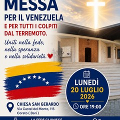 A Corato una messa in memoria delle vittime dei due terremoti in Venezuela