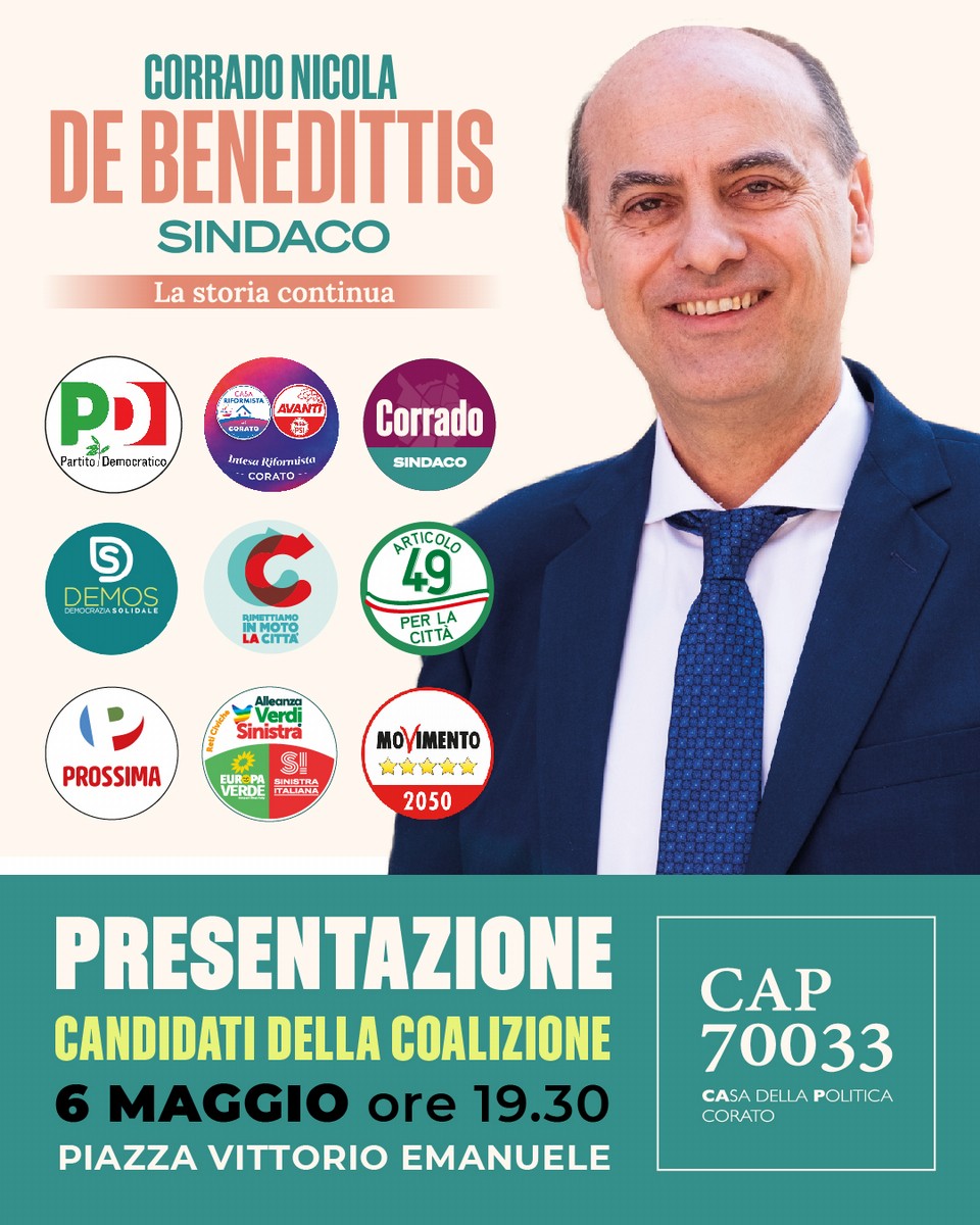 Corrado De Benedettis Sindaco: la coalizione si presenta alla città