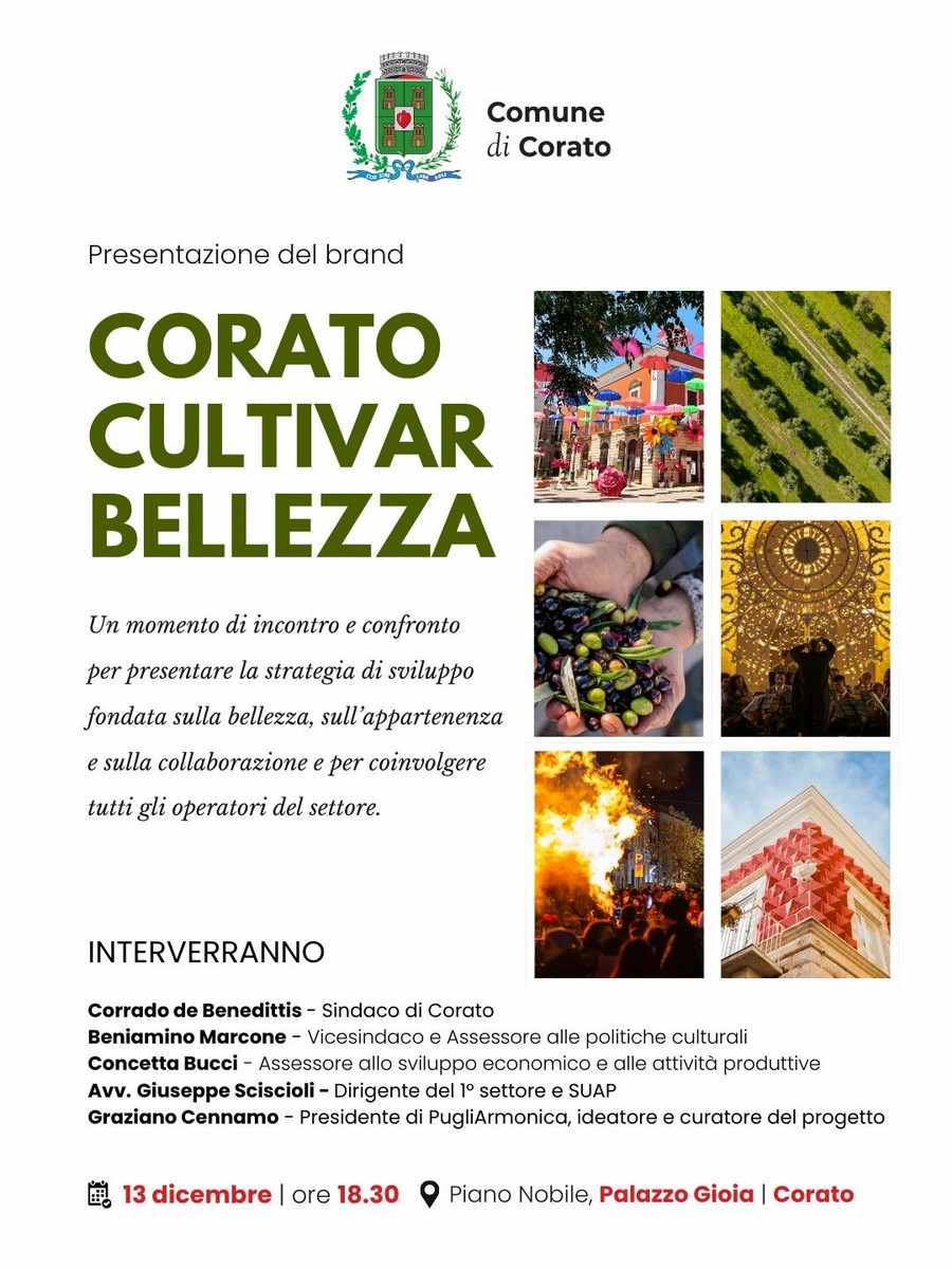 Locandina presentazione brand Corato Cultivar Bellezza