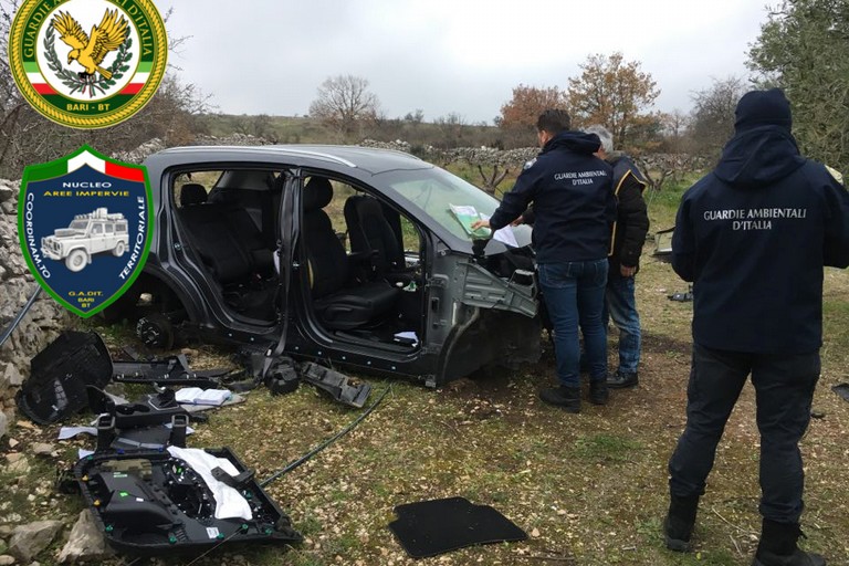 Auto cannibalizzate. <span>Foto Guardie Ambientali d'Italia</span>