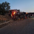Camion di nota azienda coratina si ribalta sulla Andria - Bisceglie: ferito il conducente