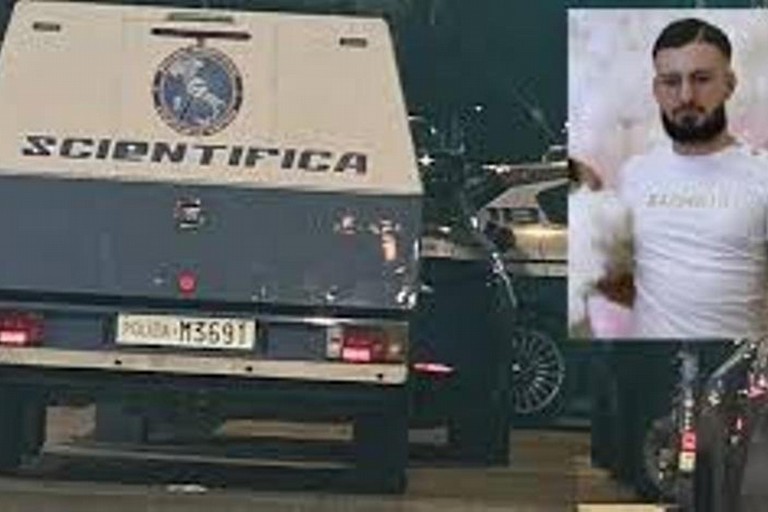 La Polizia di Stato e, nel riquadro, Kevin Ciocca