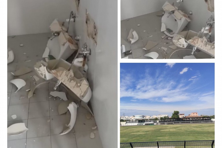 Bagni stadio vandalizzati