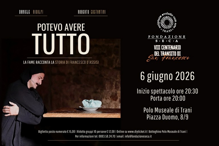 L’VIII Centenario del Transito di San Francesco. A Trani lo spettacolo teatrale